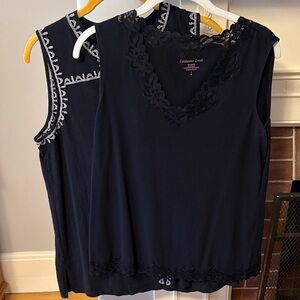 Two Black Sleeveless Blouses - Garnet Hill Coldwater Creek size 8/medium